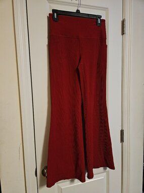 **Athleta High-Waisted Red Flare Yoga Pants**
